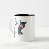 かわいい遊マンガのベルテッドゲロウェイ牛と子牛 ツートーンマグカップ (正面左)