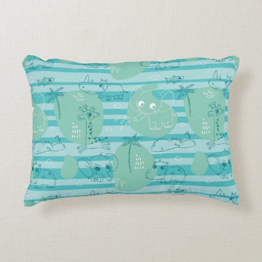 かわいい遊動物の水1 アクセントクッション (正面)