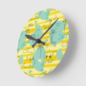 かわいい遊動物の水2 ラウンド壁時計 (傾斜)