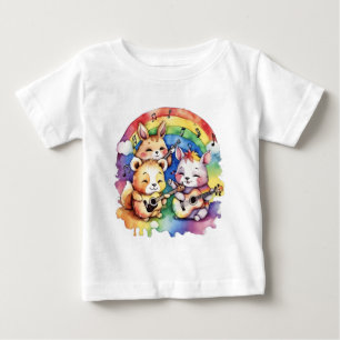 かわいい遊動物の音楽 ベビーTシャツ