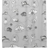 かわいい遊猫とベビーパタいけなーン シャワーカーテン (正面)