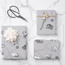 かわいい遊猫とベビーパタいけなーン ラッピングペーパーシート