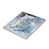 かわいい遊白猫の雪 タイル (側面)