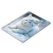 かわいい遊白猫の雪 ノートブック (左側)