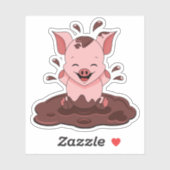 かわいい遊豚が泥だらけだ シール (シート)