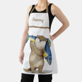 かわいい運オッターのモノグラムの魚 エプロン (インサイチュ)