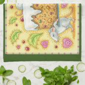 かわいい運クリスマスネズミのフルーツケーキデザート キッチンタオル (折り畳み)