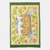 かわいい運クリスマスネズミのフルーツケーキデザート キッチンタオル (縦)