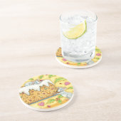 かわいい運クリスマスネズミのフルーツケーキデザート コースター (側面)