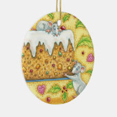 かわいい運クリスマスネズミのフルーツケーキデザート セラミックオーナメント (右)