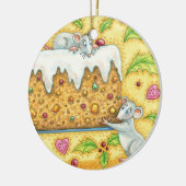 かわいい運クリスマスネズミのフルーツケーキデザート セラミックオーナメント (左)