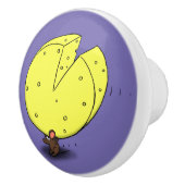 かわいい運ネズミのチーズ漫画 セラミックノブ (右)