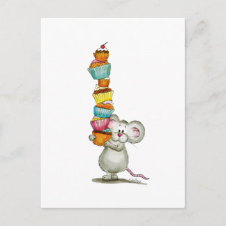 かわいい運ネズミはカップケーキ – by Gerda Steiner ポストカード