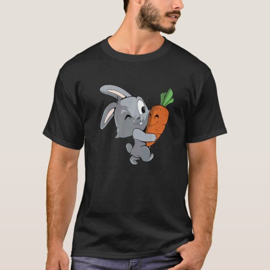 かわいい運バニービッグにんじんウサギ Tシャツ (正面)