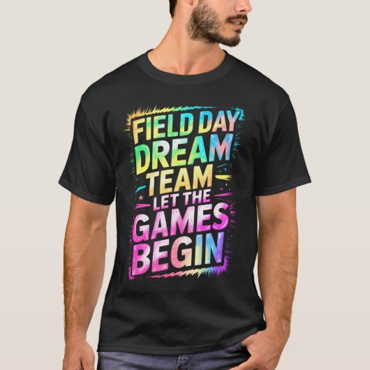 かわいい運動会 ドリームチーム ゲーム開始 先生 Tシャツ (正面)