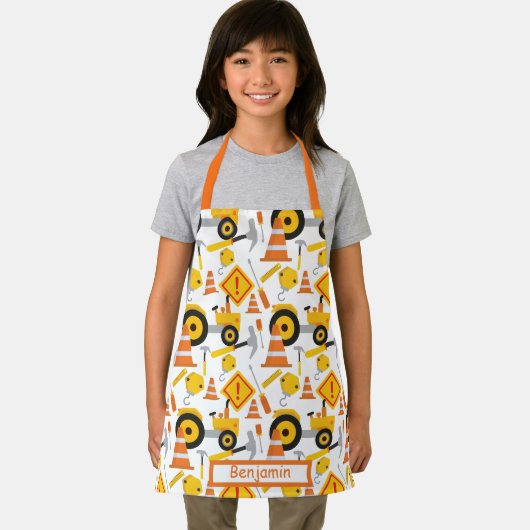 かわいい道路建築イエローオレンジキッズグラフィック エプロン (インサイチュ)