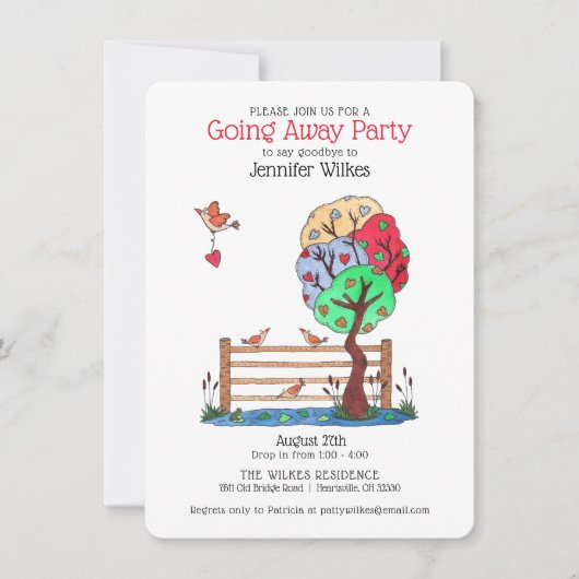 かわいい遠くにパーティー図解入りの、写真付きの 招待状 (正面)