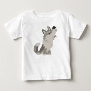 かわいい遠ぼえの漫画のオオカミのベビーのTシャツ ベビーTシャツ
