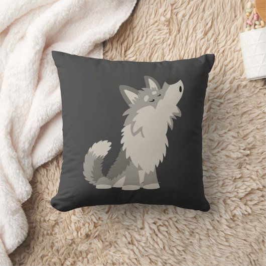 かわいい遠ぼえの漫画のオオカミの枕 クッション (ブランケット)