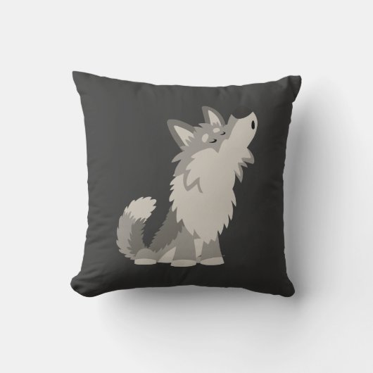 かわいい遠ぼえの漫画のオオカミの枕 クッション (正面)