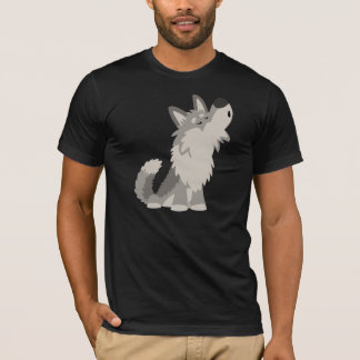 かわいい遠ぼえの漫画のオオカミのTシャツ Tシャツ