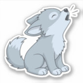 かわいい遠吠え子狼 シール (正面)