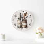 かわいい郡の農家のキッチン素朴な時計 ラージ壁時計 (ホーム)