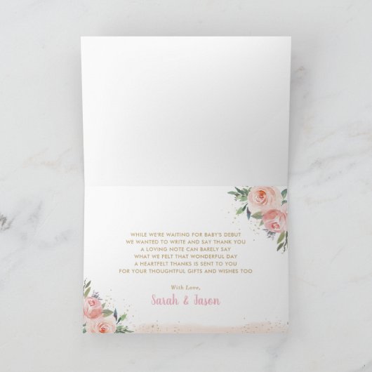 かわいい部族の森の動物誕生日ベビーシャワー サンキューカード (内部)