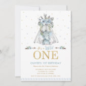 かわいい部族の象の少年が1歳の誕生日を野生に 招待状 (正面)