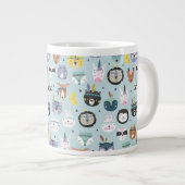 かわいい部族の顔パターン ジャンボコーヒーマグカップ (正面右)