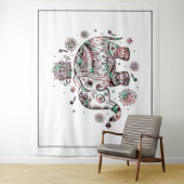 かわいい部族フローラゾウイラストレーション タペストリー (インサイチュ)