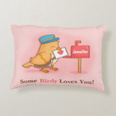 かわいい郵便集配人の鳥愛告白のしゃれの装飾用クッション アクセントクッション (裏面)