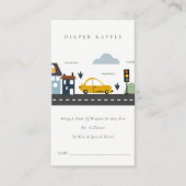 かわいい都市の都市用乗り物おむつくじ赤ちゃん歓迎会 エンクロージャーカード (正面)