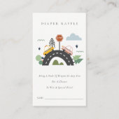 かわいい都市車おむつラッフルベビーシャワー エンクロージャーカード (正面)