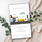 かわいい都市車おむつラッフルベビーシャワー エンクロージャーカード