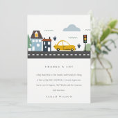 かわいい都市車の車ロードベビーシャワー サンキューカード (スタンド正面)