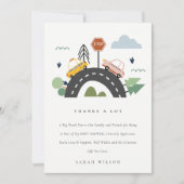 かわいい都市車の車ロードベビーシャワー サンキューカード (正面)