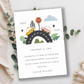 かわいい都市車の車ロードベビーシャワー サンキューカード