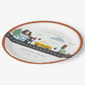 かわいい都市車の道路の街並み赤ちゃんシャワー ペーパープレート (アングル)