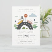 かわいい都市車の道路ベビーシャワー招待状 サンキューカード (スタンド正面)