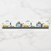 かわいい都市車の道路任意の年齢誕生日 ペットボトルラベル (シングルラベル)