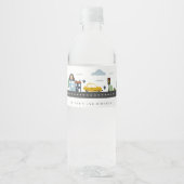 かわいい都市車の道路任意の年齢誕生日 ペットボトルラベル (正面)