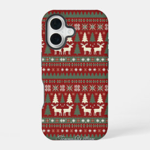 かわいい醜いクリスマスセーターの模様 iPhone 16ケース