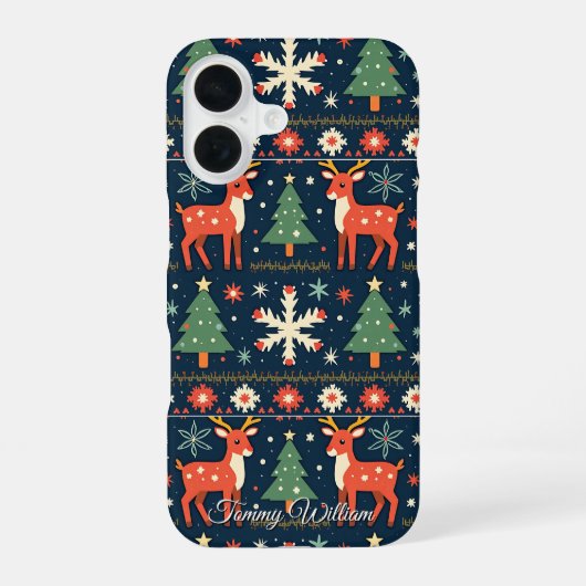 かわいい醜いクリスマスセーターの模様 iPhone 16ケース (裏面)