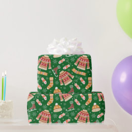 かわいい醜いクリスマスセーター天気冬の緑 ラッピングペーパー