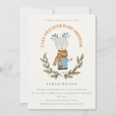 かわいい醜いセーターの葉トナカイ赤ちゃんシャワー招待状 サンキューカード (正面)