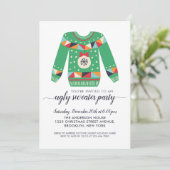 かわいい醜いセータークリスマスオーナメントホリデーパーティー 招待状 (スタンド正面)