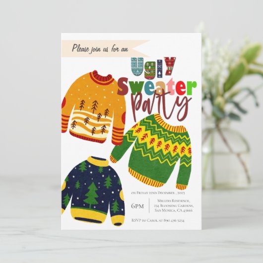 かわいい醜いセータークリスマスパーティの招待状 (スタンド正面)