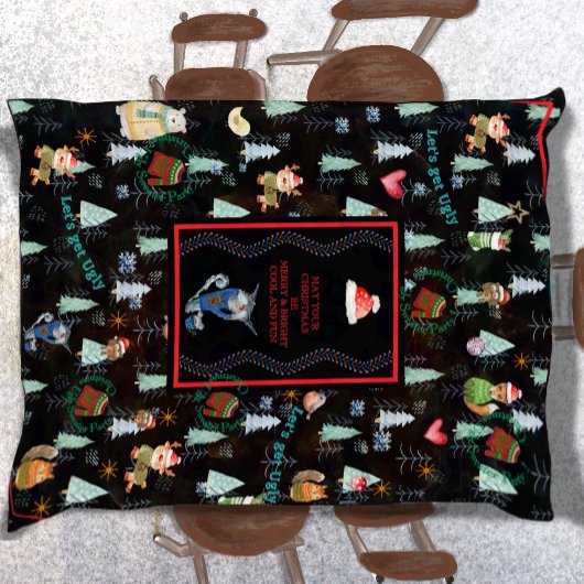 かわいい醜いセータークリスマスパーティー北欧動物 テーブルクロス