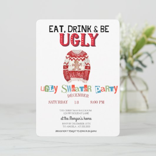 かわいい醜いセータークリスマスパーティー 招待状 (スタンド正面)